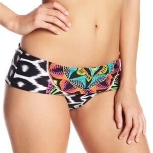 Trina Turk Women's Africana Fold Over Hipster Bikini Swim Bottom Sz 4 Cheeky
